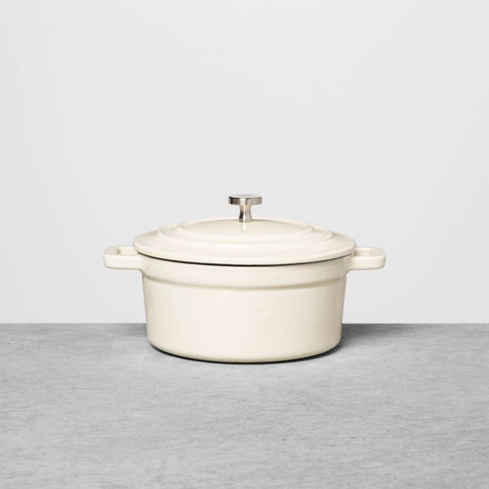 Hearth & Hand .5qt Enameled Cast Iron Mini Dutch Oven Cream- with Magnolia NEW